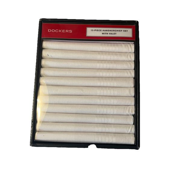 NEW Dockers 13 Piece Men's White Handkerchief Gift Set In Valet Dresser Box - Picture 1 of 5